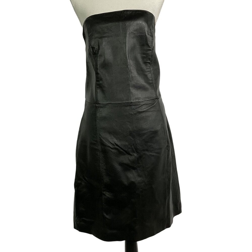 David Benjamin Vintage 100% Leather Strapless Dress, Size 16, Lined